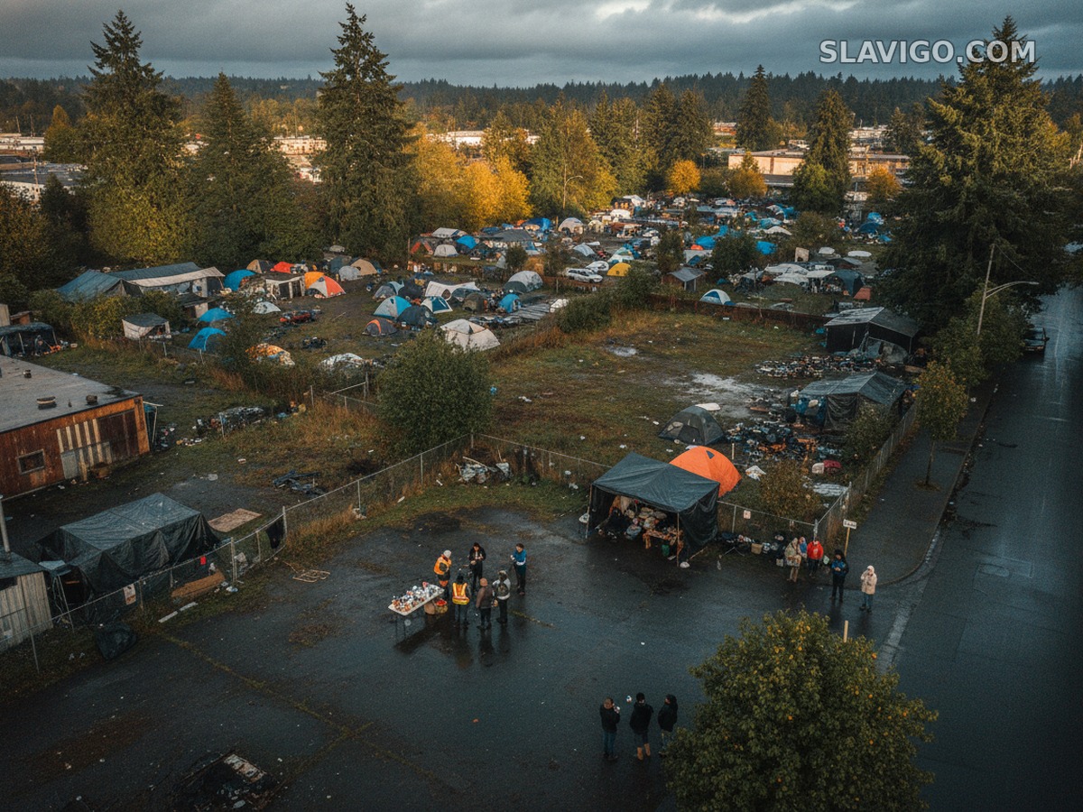 Разросшийся лагерь бездомных на юге Seattle назвали гуманитарным кризисом