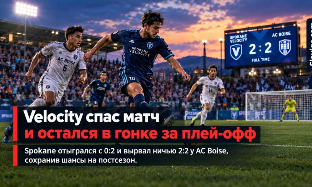 Spokane Velocity отыгралась с 0:2 и завершила матч с AC Boise вничью