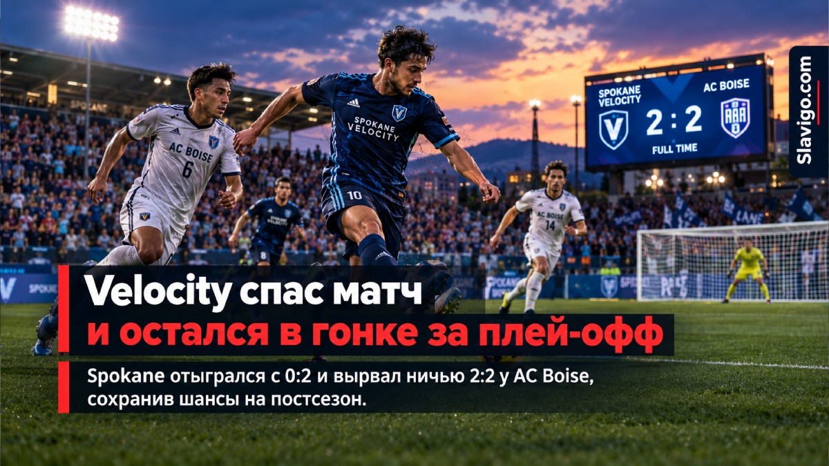 Spokane Velocity отыгралась с 0:2 и завершила матч с AC Boise вничью