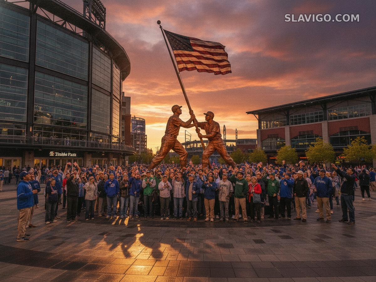 У T-Mobile Park открыли Legacy Plaza со статуей памятного подъёма флага