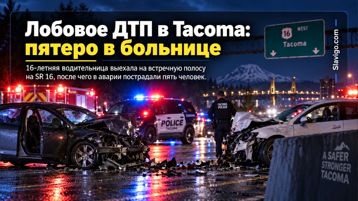 Пять человек пострадали в лобовом столкновении на SR 16 в Tacoma