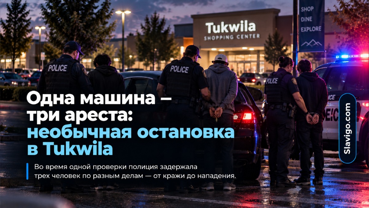 В Tukwila троих людей из одной машины задержали по трём разным делам