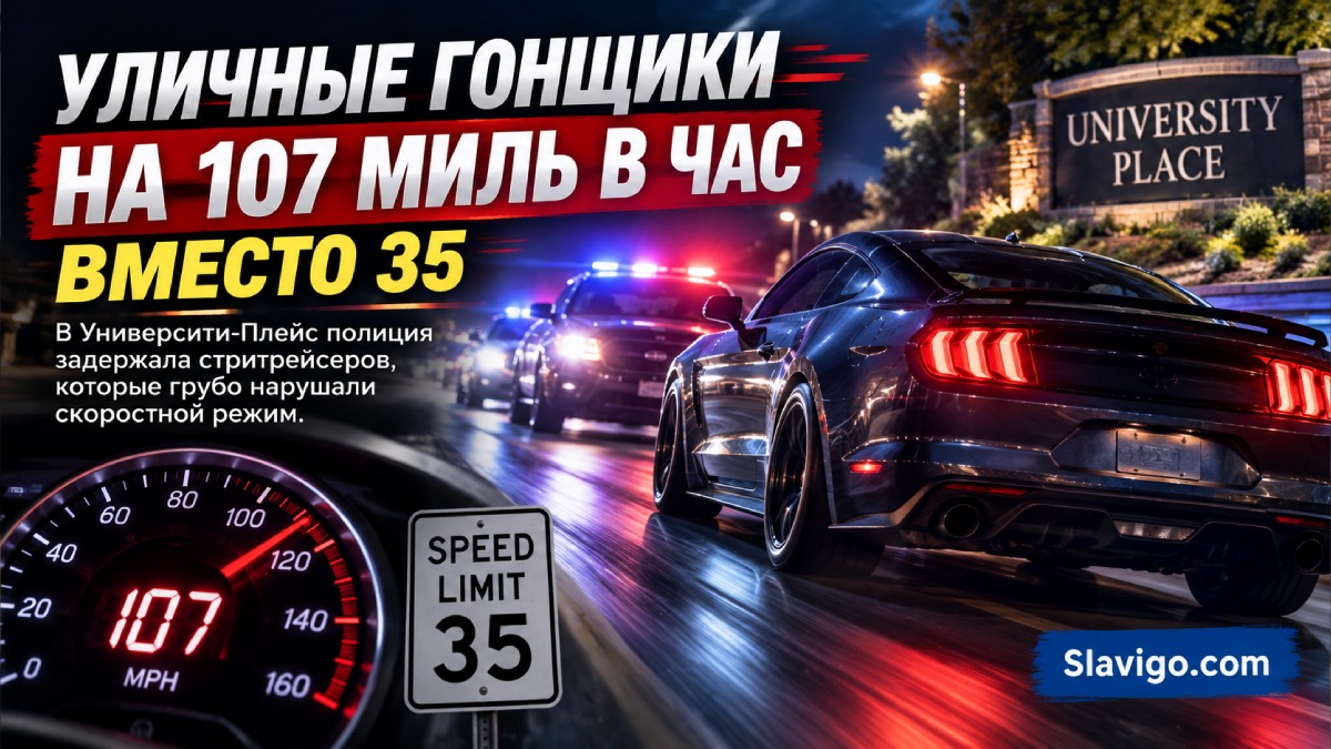 В University Place двух мужчин задержали после гонки до 107 миль в час