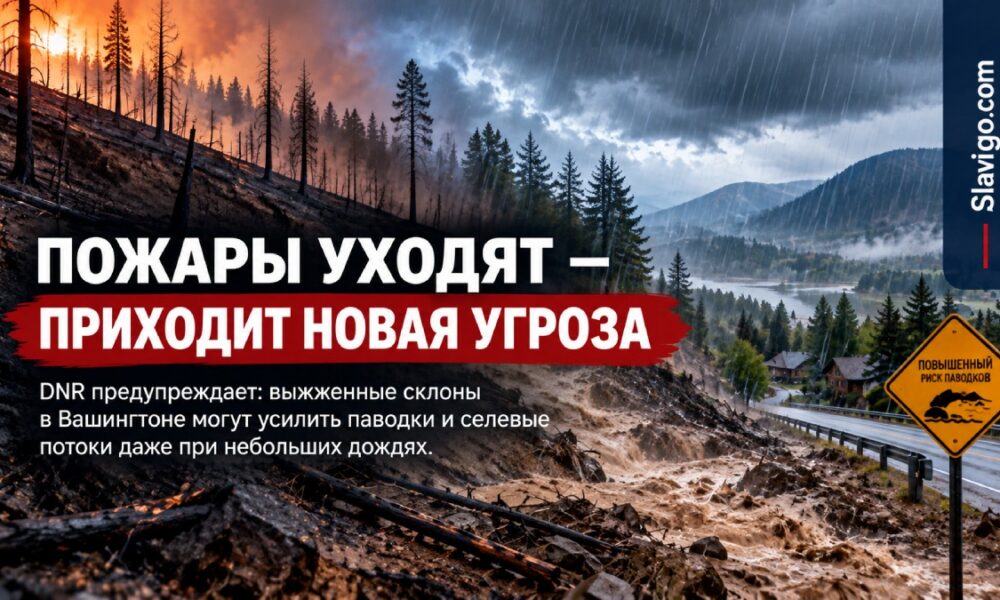 DNR предупреждает о риске паводков и селевых потоков на гарях Washington