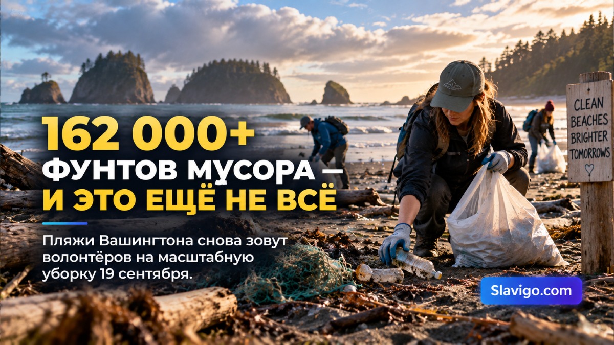 На пляжах Washington уже собрали почти 163 тысячи фунтов мусора за год
