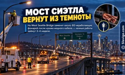 На West Seattle Bridge заменят около 80 неработающих фонарей после кражи меди