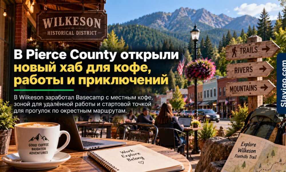 В Wilkeson открылся Basecamp с кофейней, рабочим пространством и туристической информацией