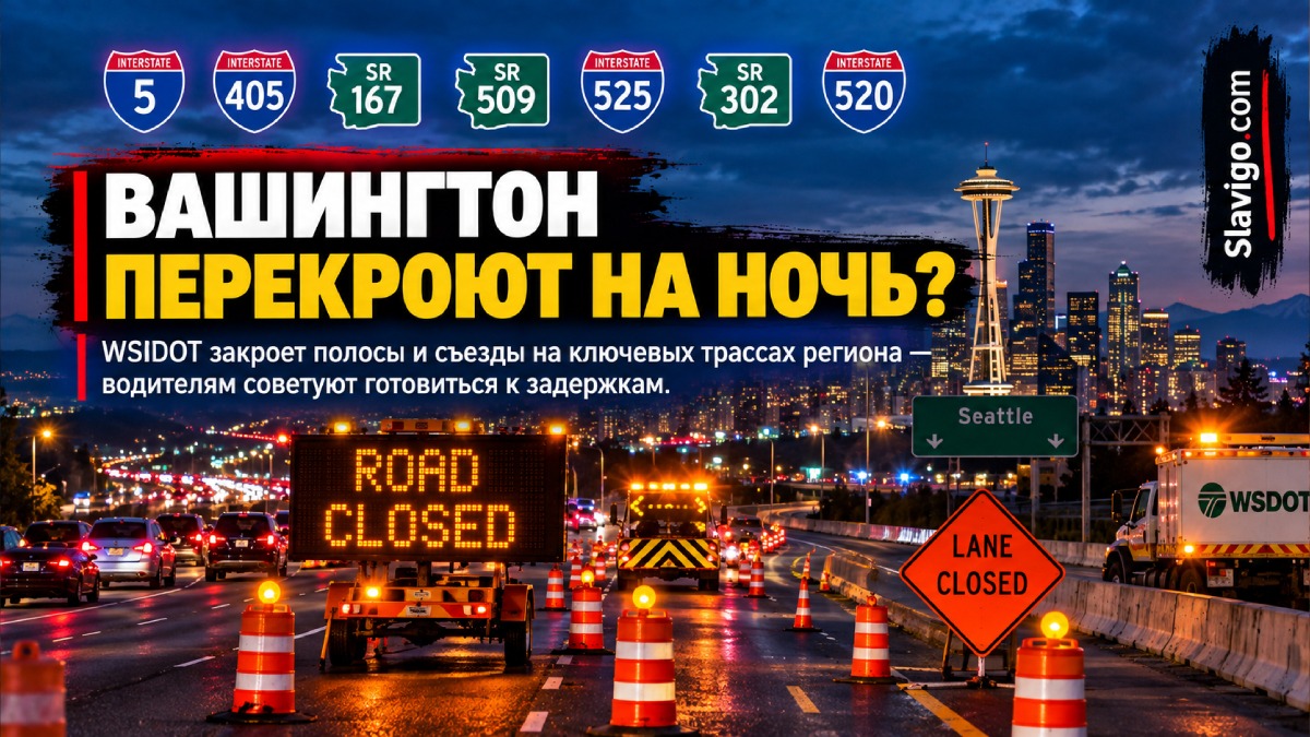 WSDOT предупредил о серии ночных перекрытий I-5, SR 509 и SR 167