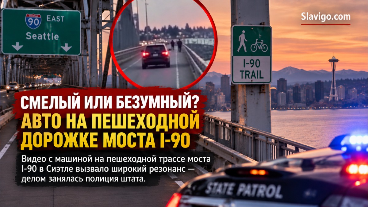 WSP расследует видео с автомобилем на пешеходно-велосипедной тропе I-90