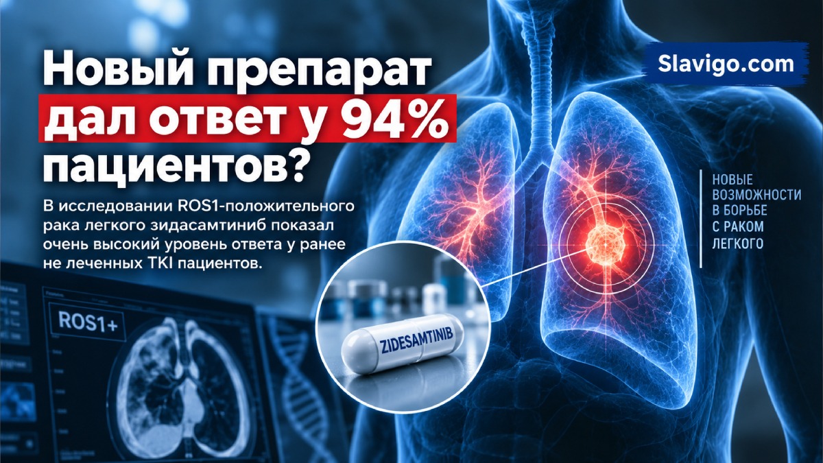 Зидесамтиниб дал ответ у 94% пациентов с ROS1-положительным раком лёгкого в раннем исследовании
