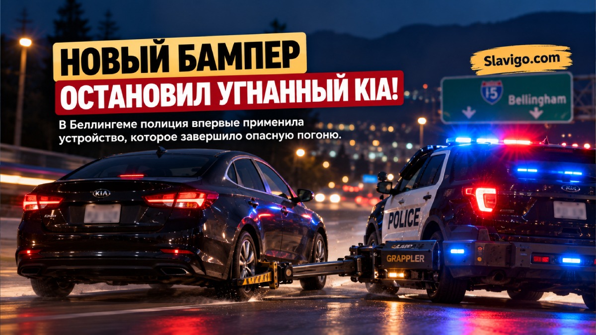 В Bellingham угнанную Kia остановили новым устройством на полицейском бампере