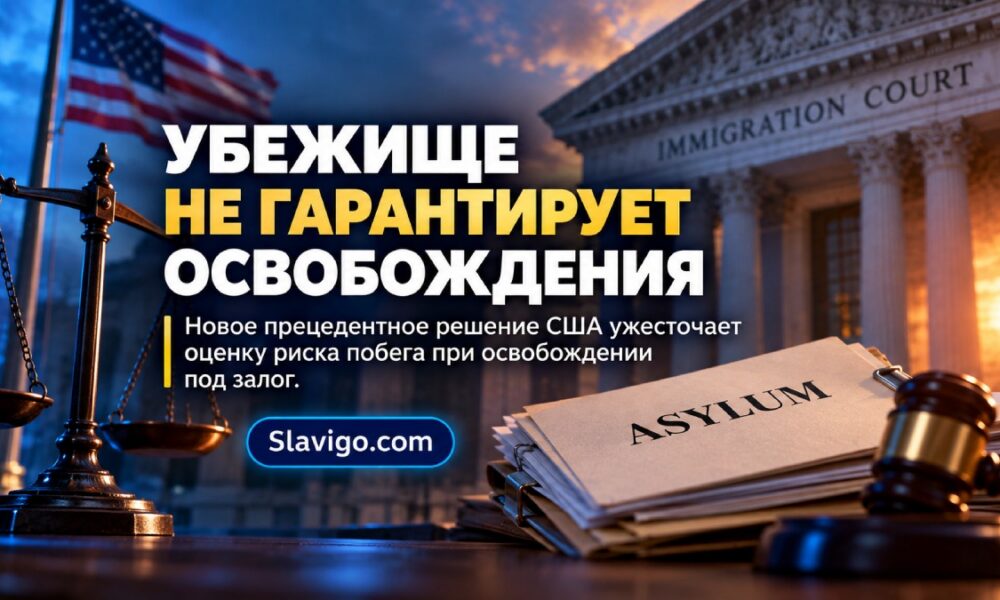 Пустой зал иммиграционного суда с креслом судьи и аккуратно сложенными папками без надписей
