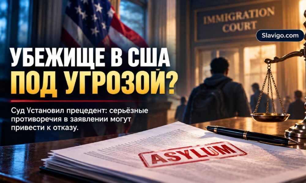 Судебный зал с папками документов на столе, символизирующий рассмотрение заявления на убежище