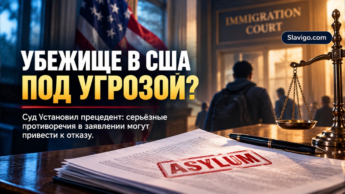 Судебный зал с папками документов на столе, символизирующий рассмотрение заявления на убежище