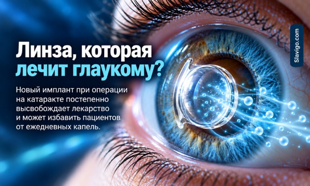 Линза после операции по поводу катаракты одновременно высвобождала лекарство от глаукомы