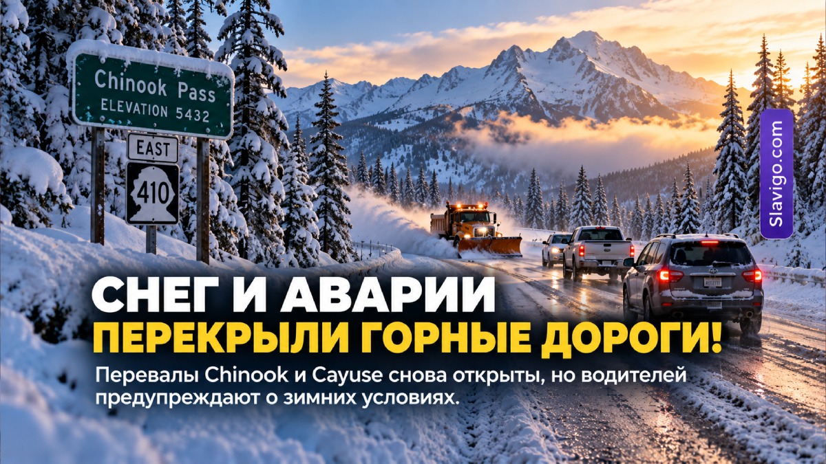 После снегопада открыли Chinook Pass и Cayuse Pass, ранее закрытые из-за аварий