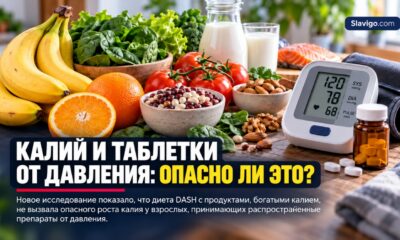 Калий-rich DASH-рацион не повысил калий до опасного уровня у людей на препаратах от давления