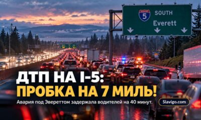 ДТП на I-5 между Arlington и Everett вызвало семимильную пробку