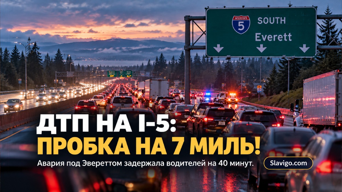 ДТП на I-5 между Arlington и Everett вызвало семимильную пробку