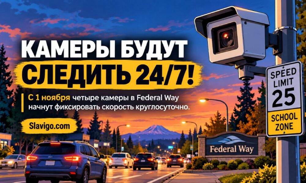 Редакционная иллюстрация: В Federal Way четыре камеры скорости начнут работать круглосуточно