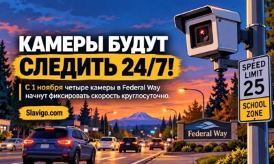 Редакционная иллюстрация: В Federal Way четыре камеры скорости начнут работать круглосуточно
