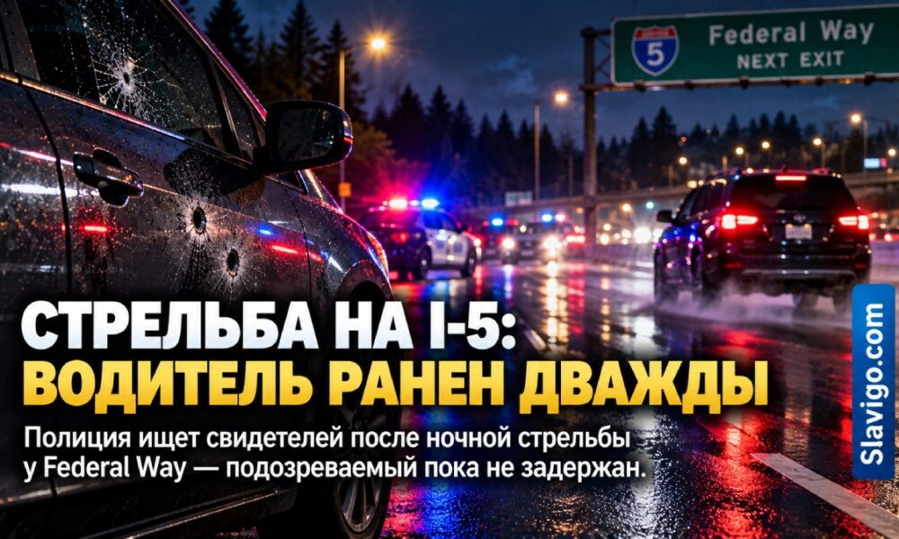 Водителя ранили двумя выстрелами на I-5 возле Federal Way