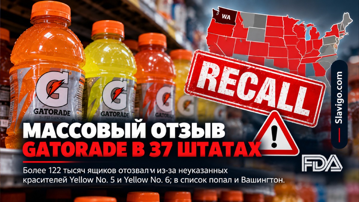 В Washington отзывают Gatorade из-за незаявленных пищевых красителей