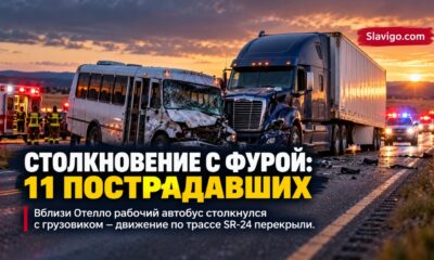 В Grant County столкнулись рабочий автобус и грузовик: пострадали 11 человек