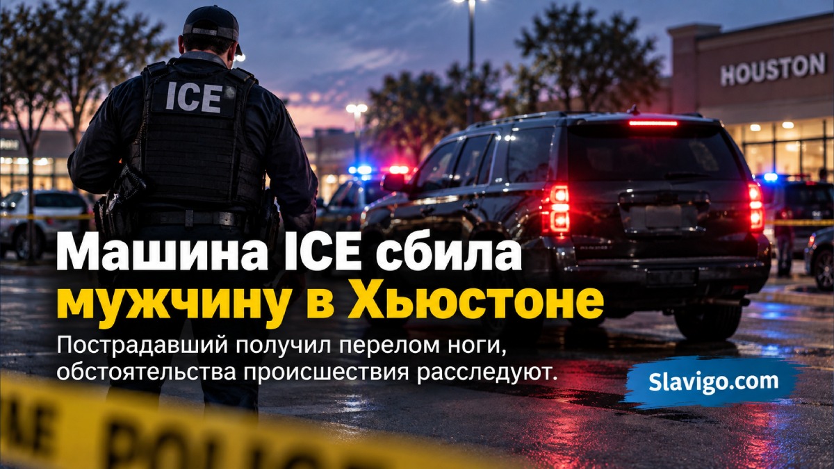 Место расследования столкновения внедорожника ICE с человеком на парковке Houston