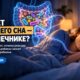 Спокойно спящий человек в спальне и абстрактный мотив микробиома
