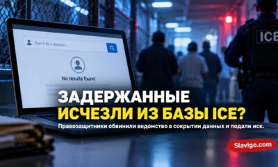 Коридор учреждения иммиграционного содержания и силуэты людей за матовым стеклом