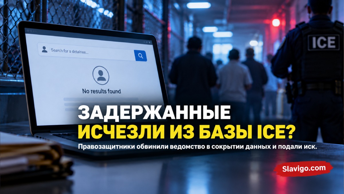 Коридор учреждения иммиграционного содержания и силуэты людей за матовым стеклом