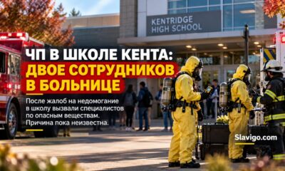 Спасатели у здания школы Kentridge High School в Kent