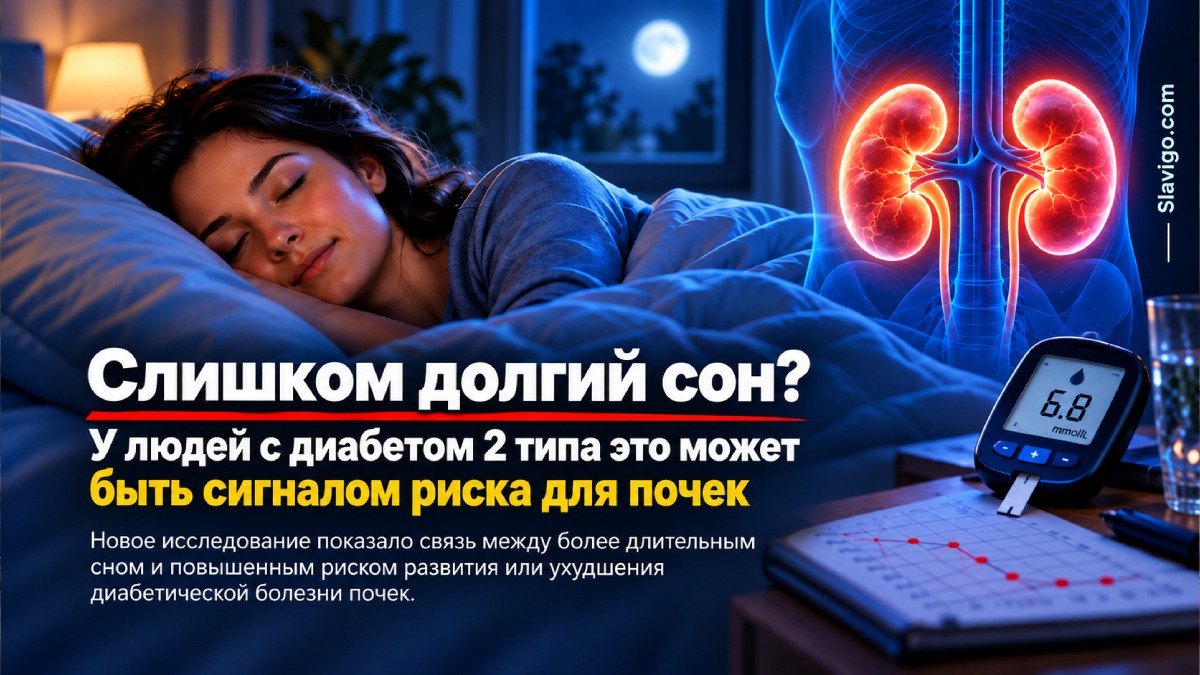 Долгий сон связали с более высоким риском ухудшения функции почек при диабете 2 типа