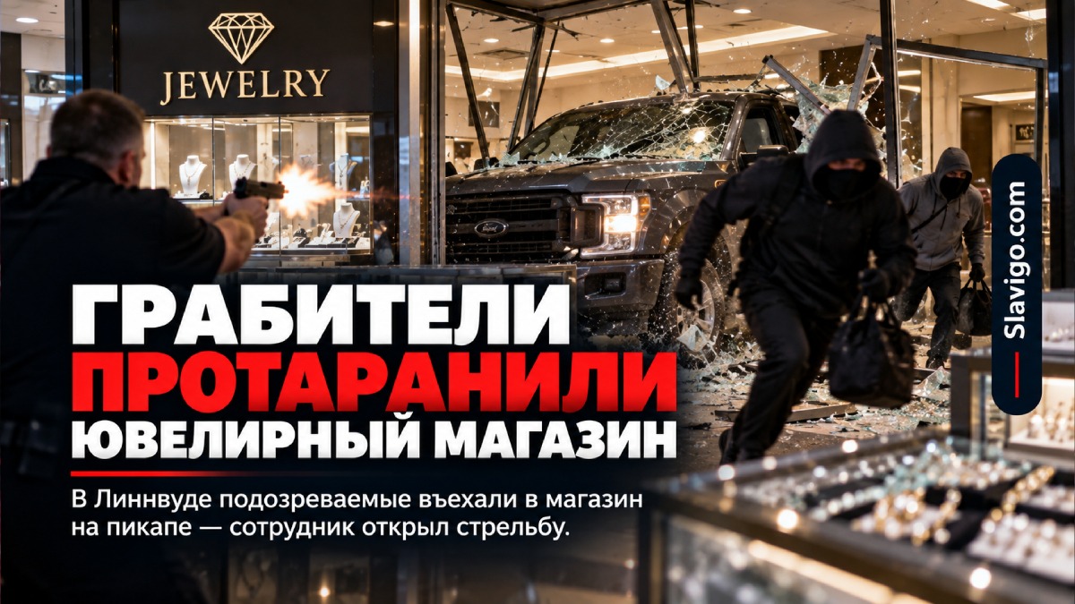 В Lynnwood грабители протаранили ювелирный магазин pickup, сотрудник открыл огонь
