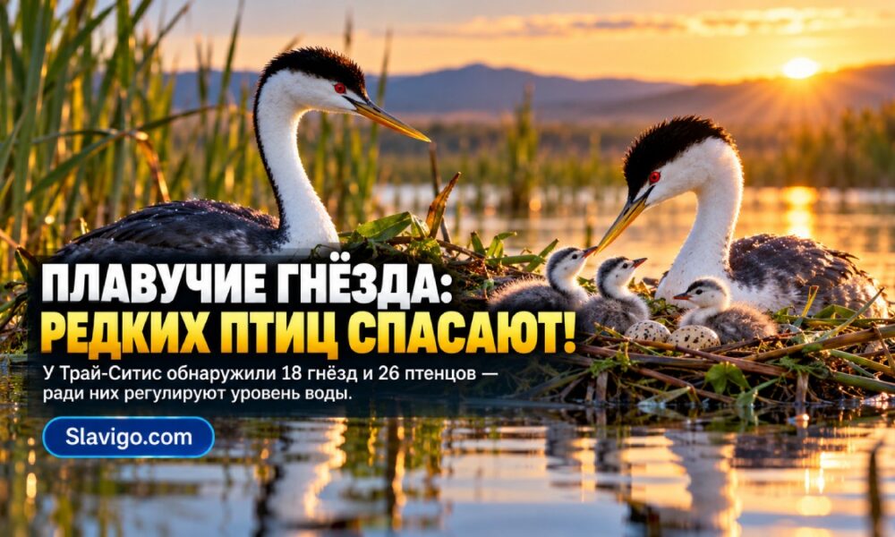 Возле Tri-Cities обнаружили колонии floating nests редких grebes; уровень Columbia регулируют для их защиты