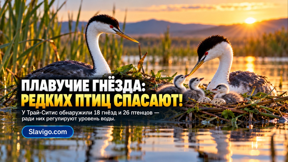 Возле Tri-Cities обнаружили колонии floating nests редких grebes; уровень Columbia регулируют для их защиты