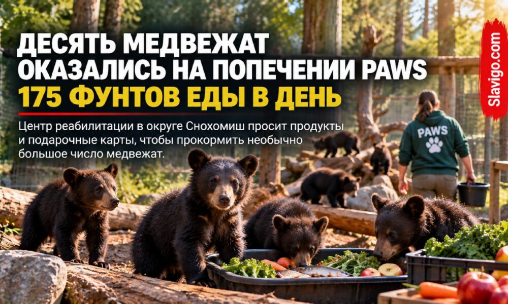 PAWS просит помощи: в Snohomish одновременно выхаживают десять медвежат