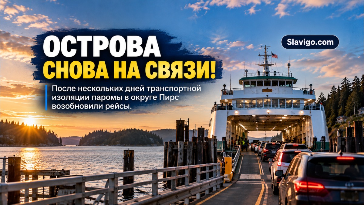Паром у острова Anderson в Pierce County
