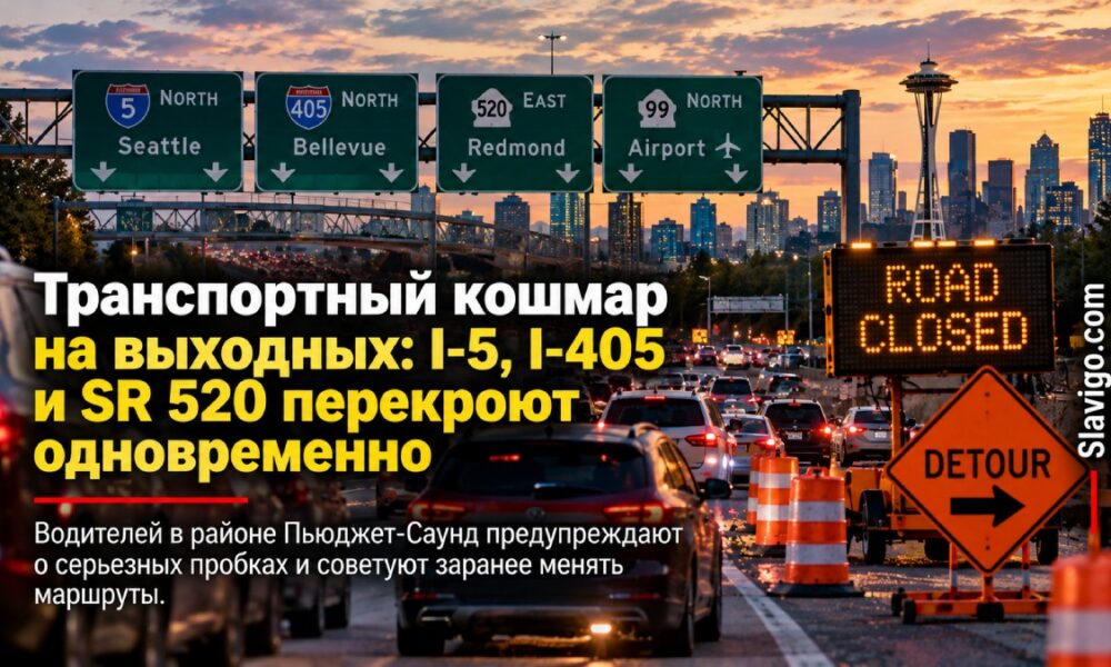 На выходных Puget Sound ждут крупные перекрытия I-5, I-405, SR 520 и SR 99