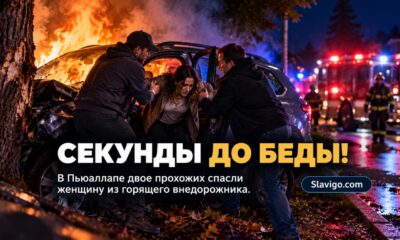 Два очевидца спасли водителя горящего внедорожника в Puyallup