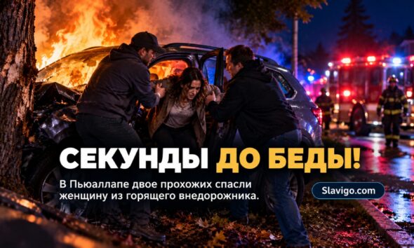 Два очевидца спасли водителя горящего внедорожника в Puyallup