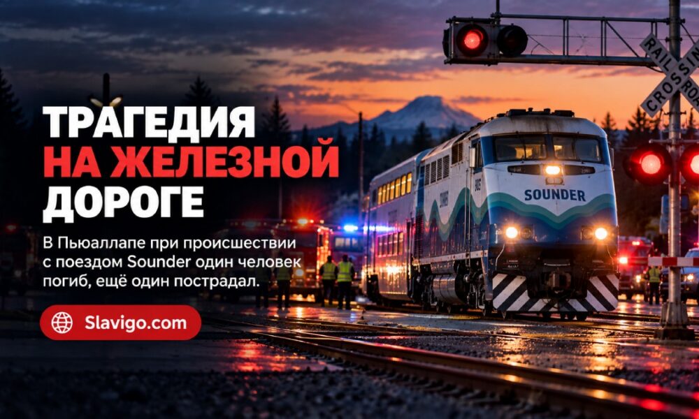 Редакционная иллюстрация: В Puyallup поезд Sounder столкнулся с человеком: один погиб, другой пострадал