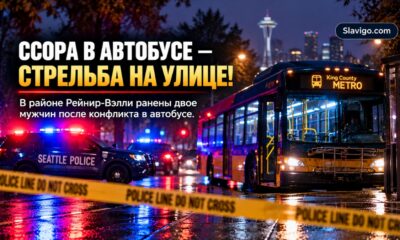 Редакционная иллюстрация: После конфликта в автобусе Metro двух мужчин ранили в Rainier Valley