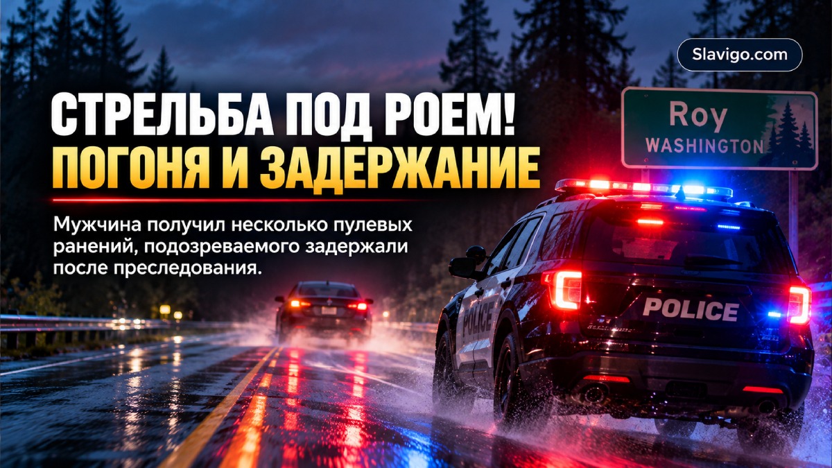 Редакционная иллюстрация: В Roy после стрельбы и полицейской погони задержали 27-летнего мужчину