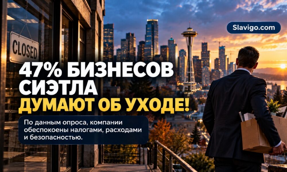 Редакционная иллюстрация: Опрос бизнеса Seattle: 47% участников обсуждали перенос деятельности за пределы города