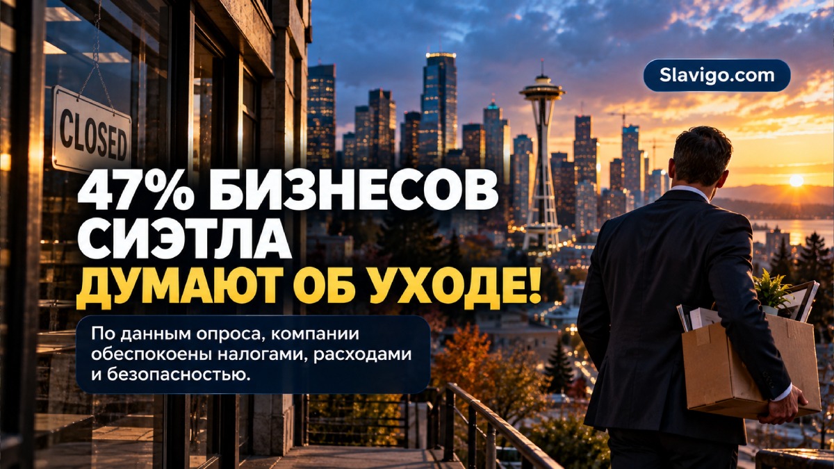 Редакционная иллюстрация: Опрос бизнеса Seattle: 47% участников обсуждали перенос деятельности за пределы города