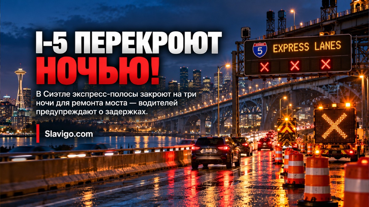 I-5 express lanes в Seattle будут закрывать по ночам три дня подряд