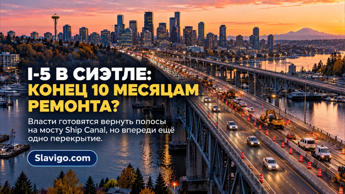 В Seattle готовят полное перекрытие северной I-5 для завершения ремонта Ship Canal Bridge