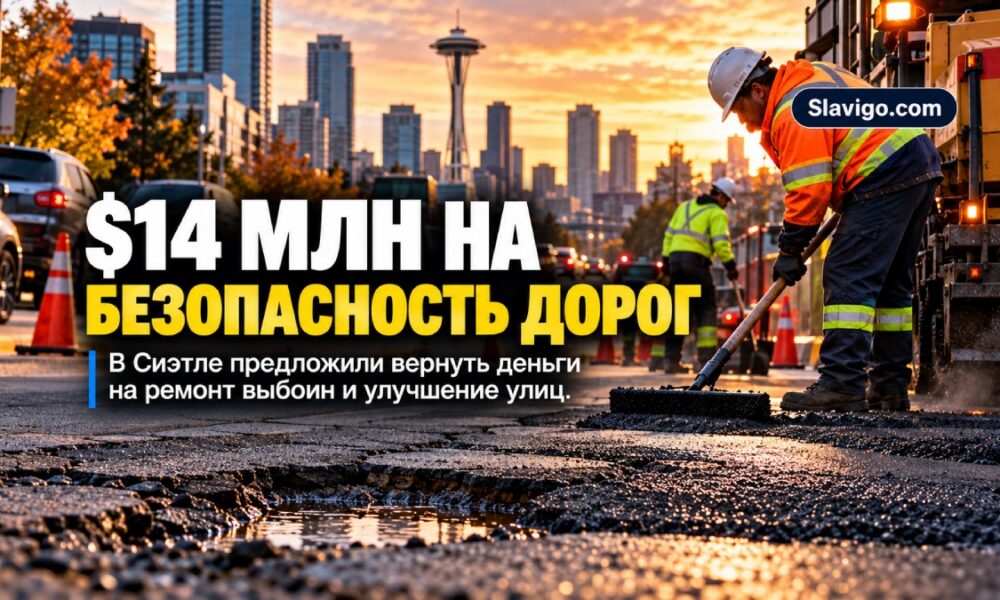Ремонт дорожного покрытия на улице Seattle